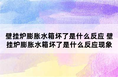 壁挂炉膨胀水箱坏了是什么反应 壁挂炉膨胀水箱坏了是什么反应现象